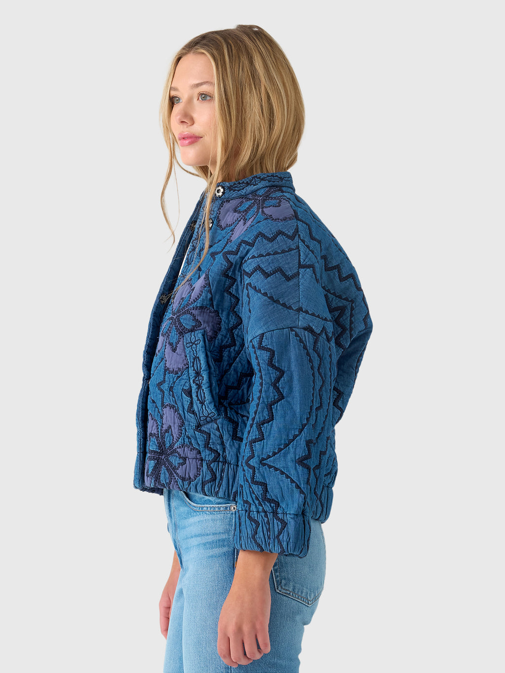 Essentiel Antwerp Women's Jatropha Embroidered Denim Jacket - Saint Bernard