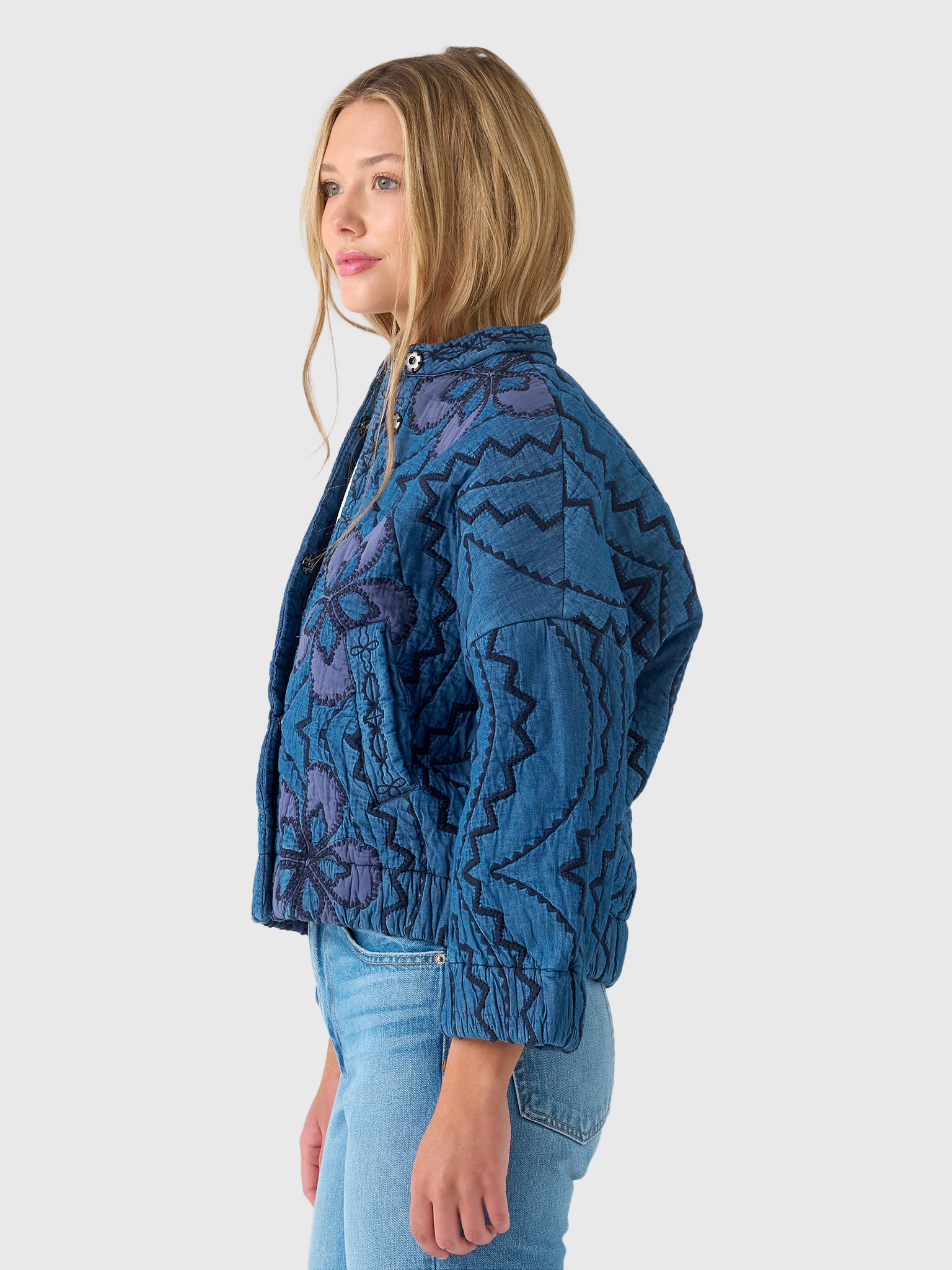 Essentiel Antwerp Women's Jatropha Embroidered Denim Jacket - Saint Bernard