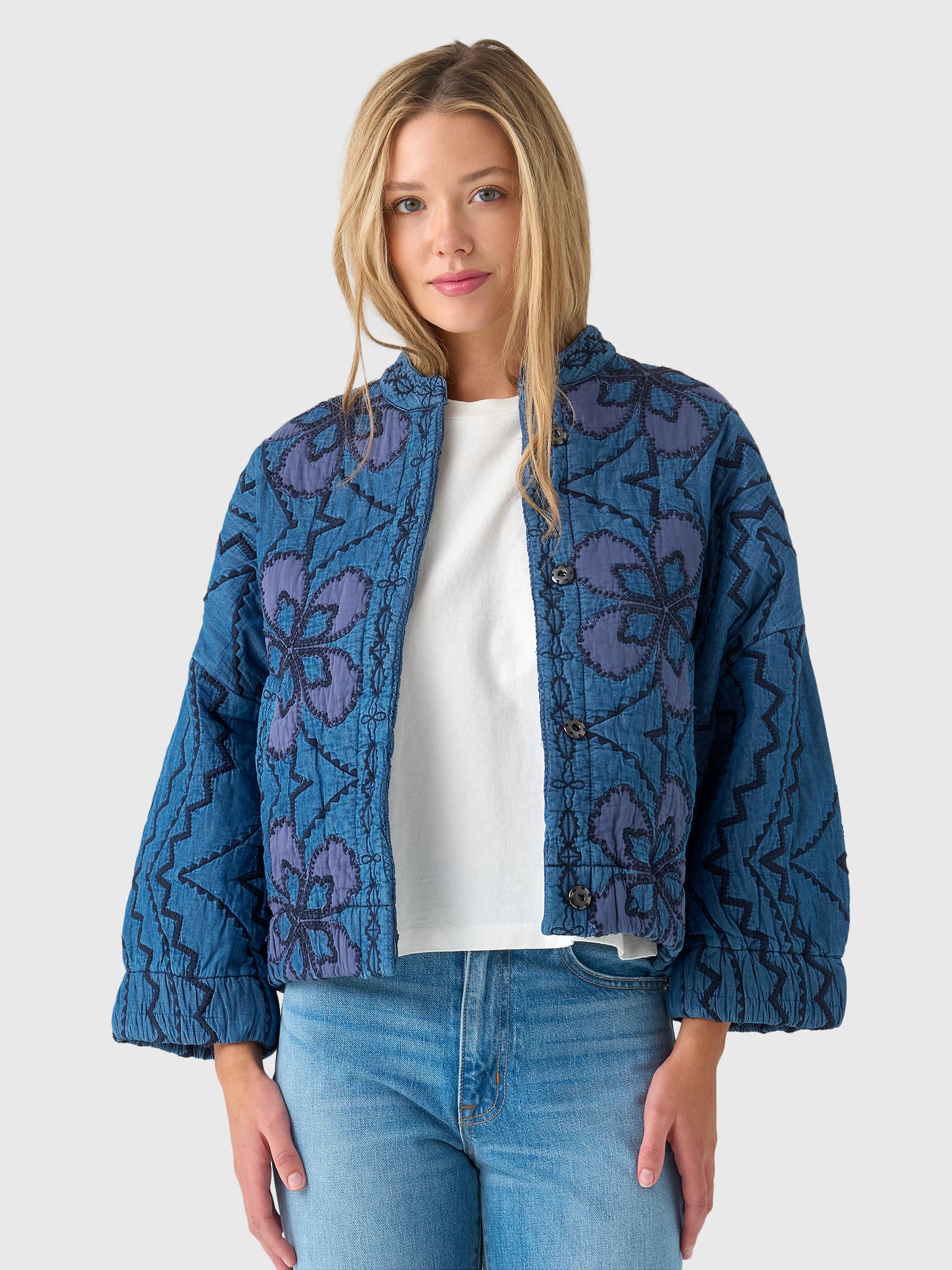 Essentiel Antwerp Women's Jatropha Embroidered Denim Jacket - Saint Bernard