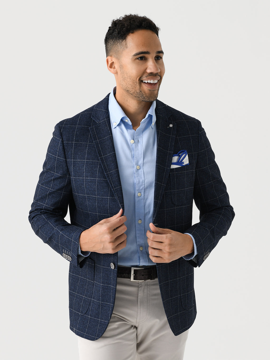 Blue Industry Men's Fashion Check Blazer - Saint Bernard