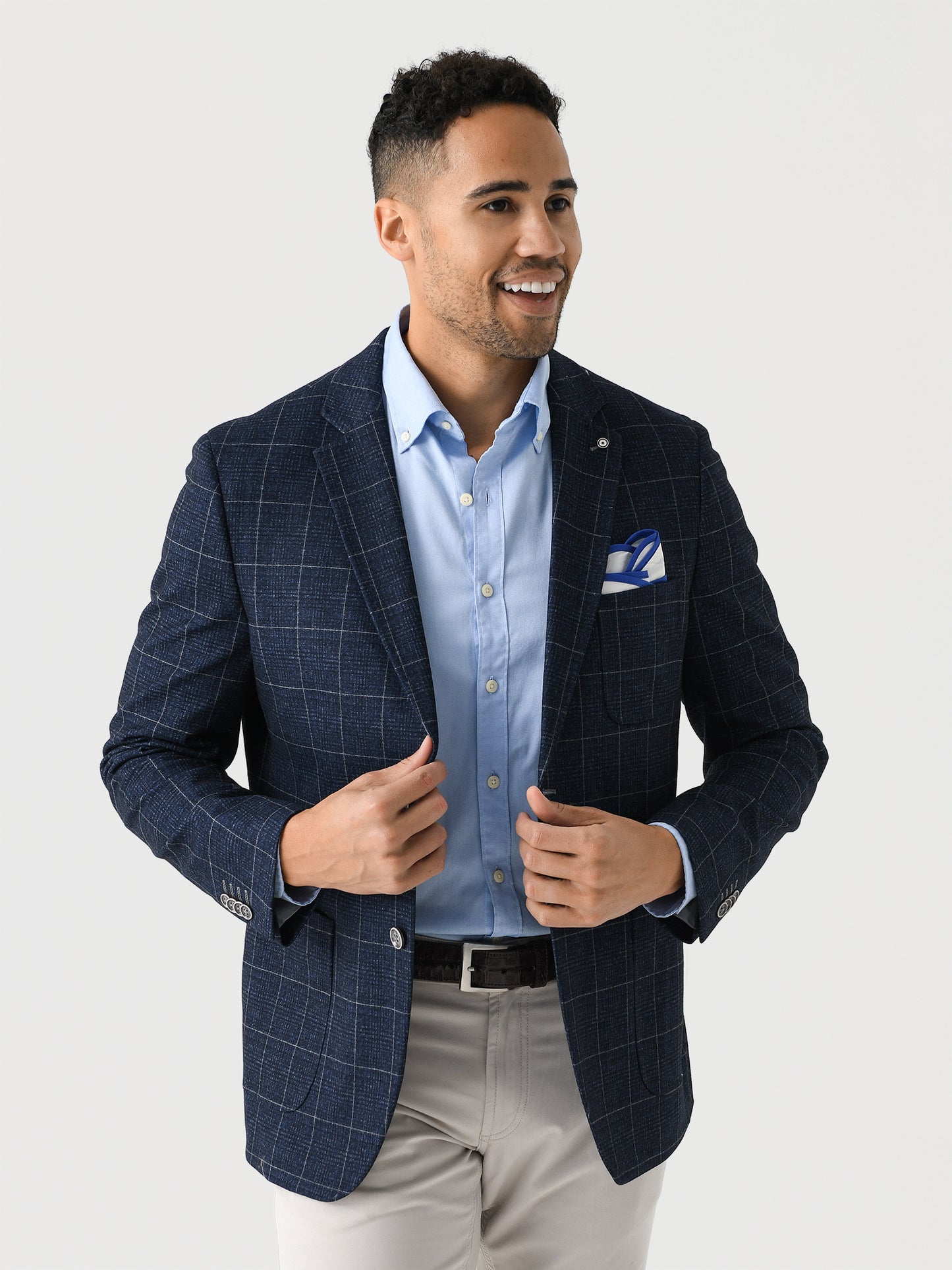 Blue Industry Men's Fashion Check Blazer - Saint Bernard
