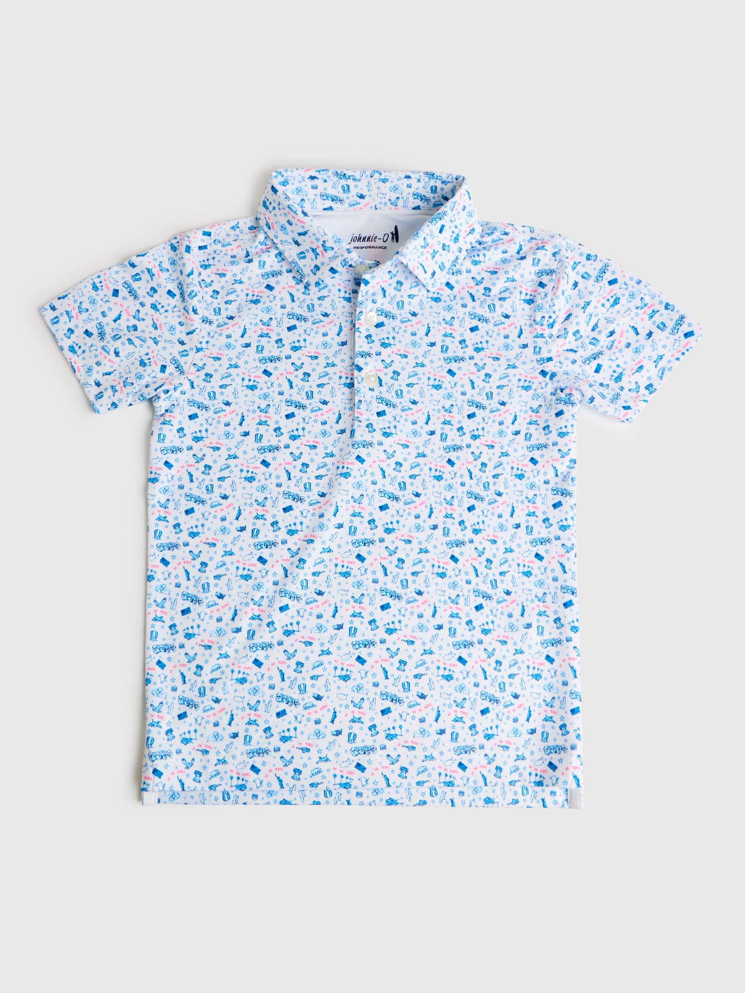 Johnnie-O Boys' JO Merica Printed Jr. Featherweight Performance Polo - Saint Bernard
