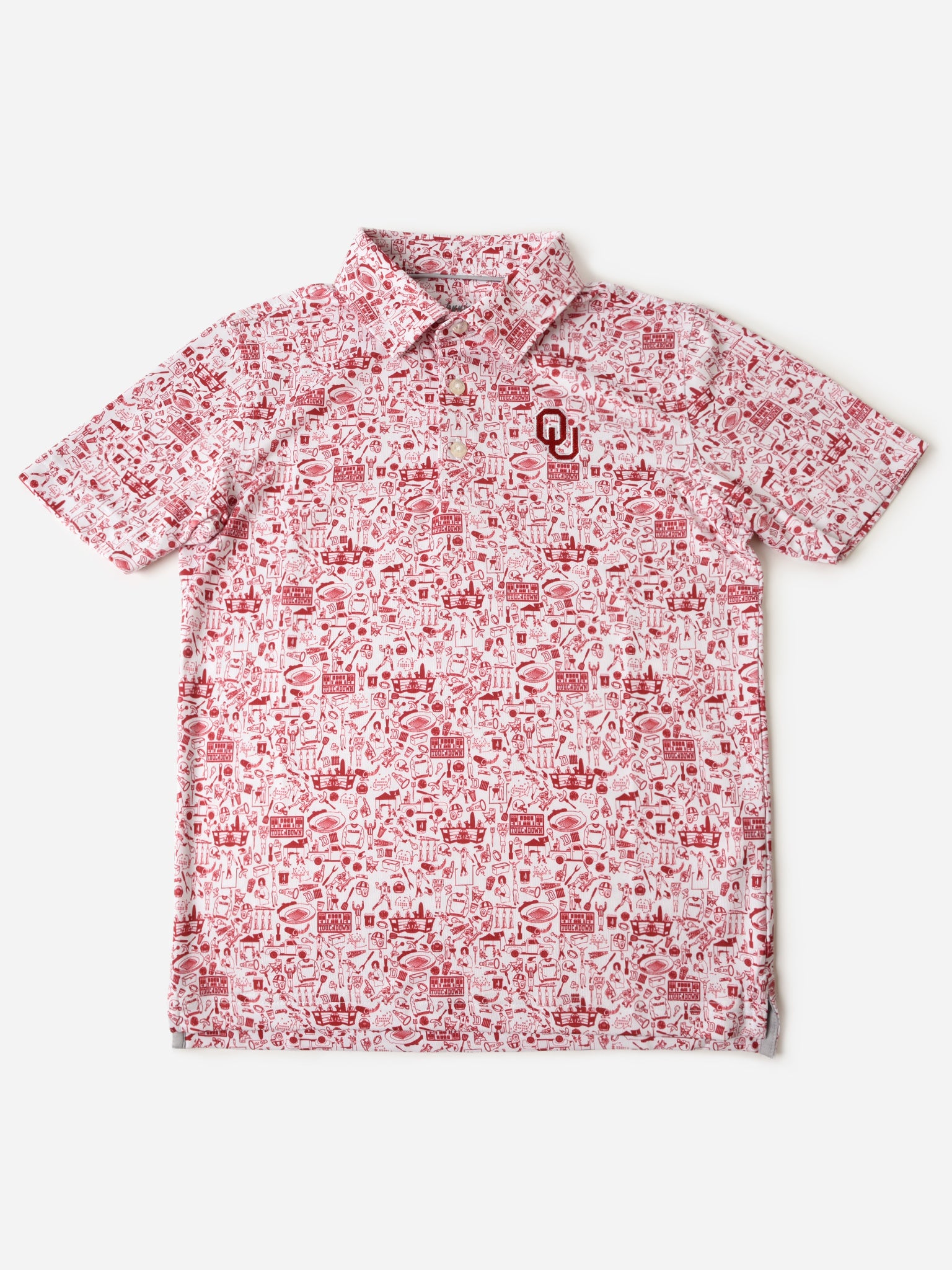 Johnnie-O Collegiate Boys' Tailgater 2.0 Jr. Printed Jersey Performance Polo - Saint Bernard