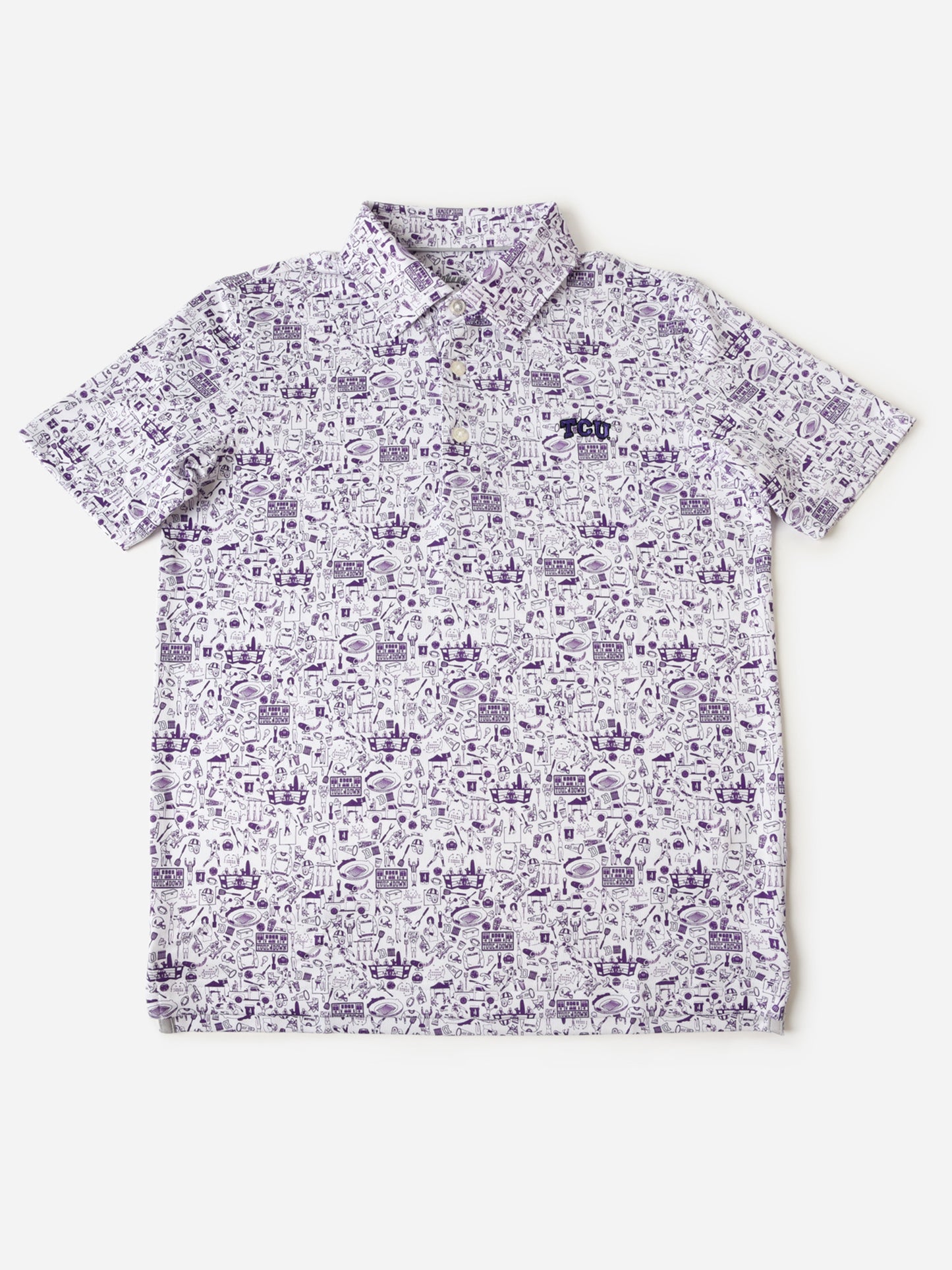 Johnnie-O Collegiate Boys' Tailgater 2.0 Jr. Printed Jersey Performance Polo - Saint Bernard