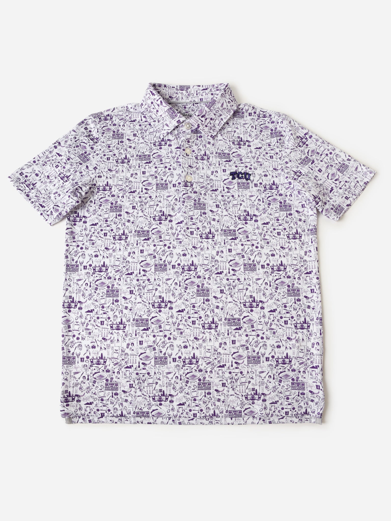 Johnnie-O Collegiate Boys' Tailgater 2.0 Jr. Printed Jersey Performance Polo - Saint Bernard