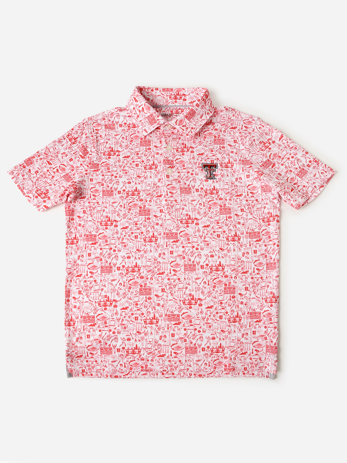 Johnnie-O Collegiate Boys' Tailgater 2.0 Jr. Printed Jersey Performance Polo - Saint Bernard