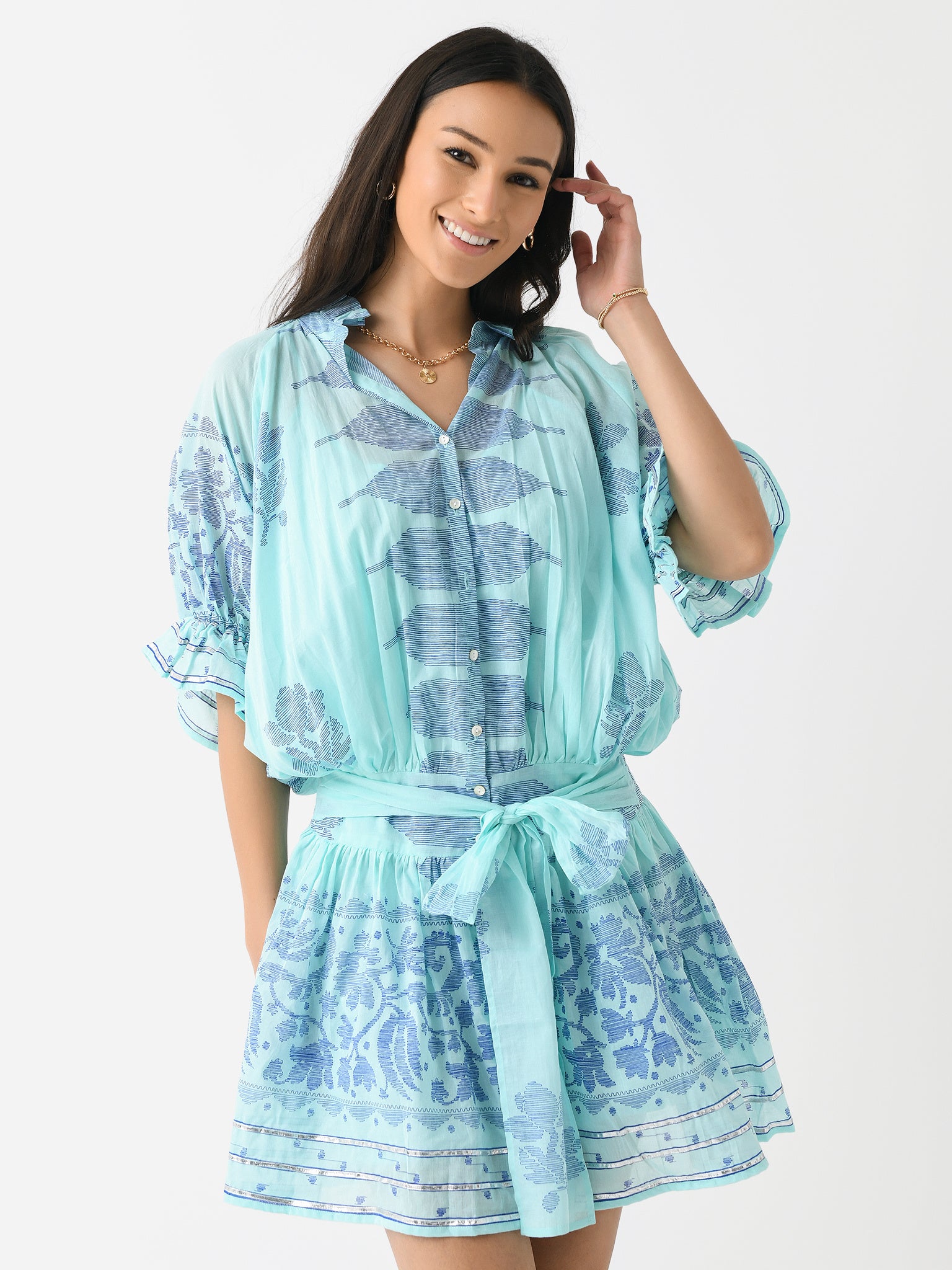 Juliet Dunn Women's Dhaka Print Blouson Dress Saint Bernard Juliet Dunn Women's Dhaka Print Blouson Dress Saint Bernard