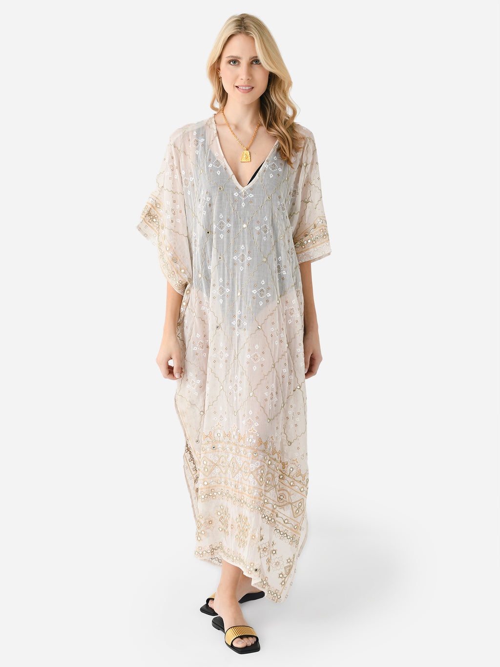 Juliet Dunn Women's Mosaic Print Maxi Poncho - Saint Bernard