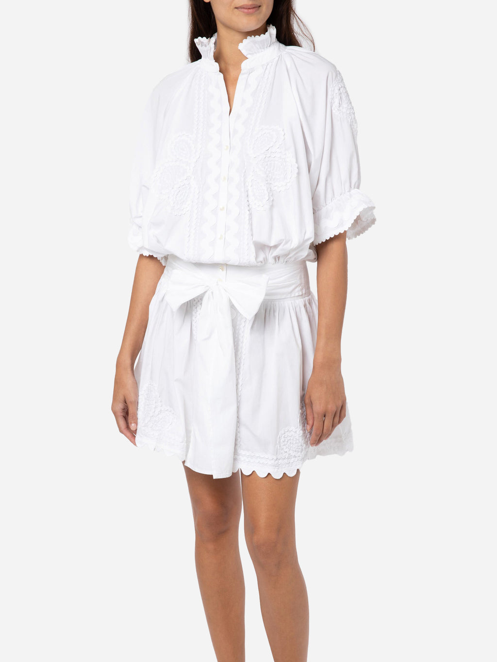 Juliet Dunn Women's Poplin Ric Rac Embroidered Blouson Dress - Saint Bernard