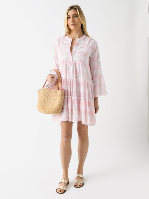 Juliet Dunn Women's Butterfly Gingham Flared Sleeve Dress