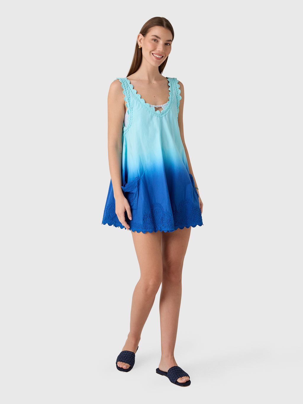 Juliet Dunn Women's Ombré Low Back Embroidered Dress - Saint Bernard
