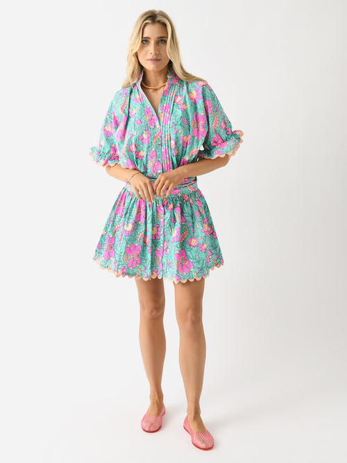 Juliet Dunn Women's Block Print Poplin Blouson Dress