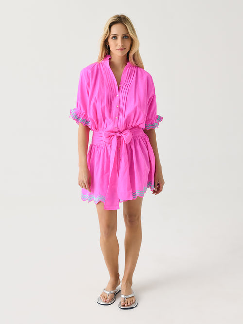 Juliet Dunn Women's Wave Embroidery Blouson Dress