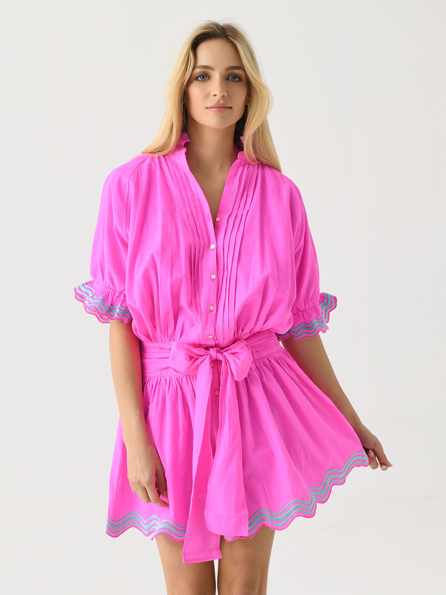 Juliet Dunn Women's Wave Embroidery Blouson Dress - Saint Bernard