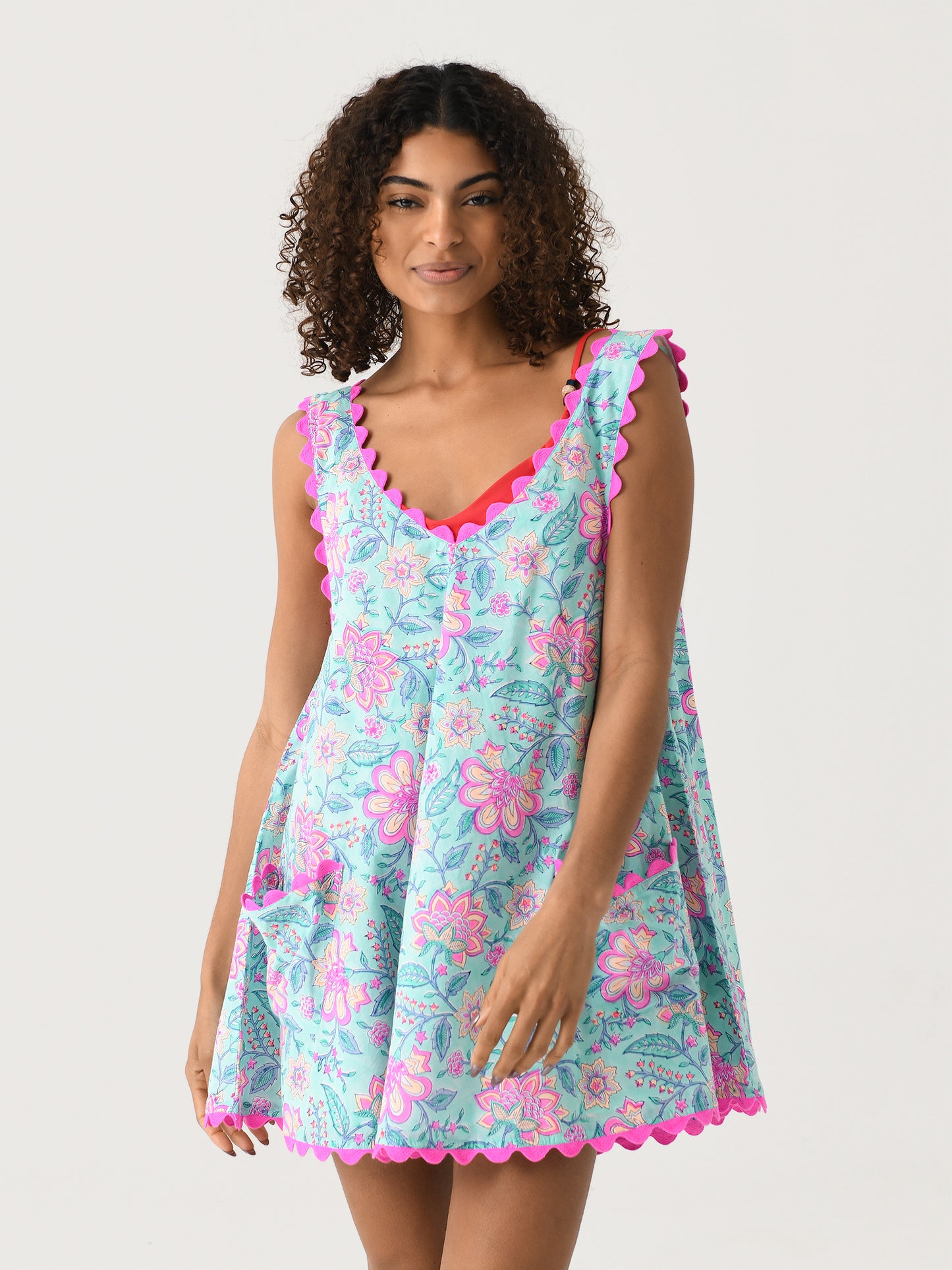 Juliet Dunn Women's Block Print Low Back Ric Rac Dress - Saint Bernard