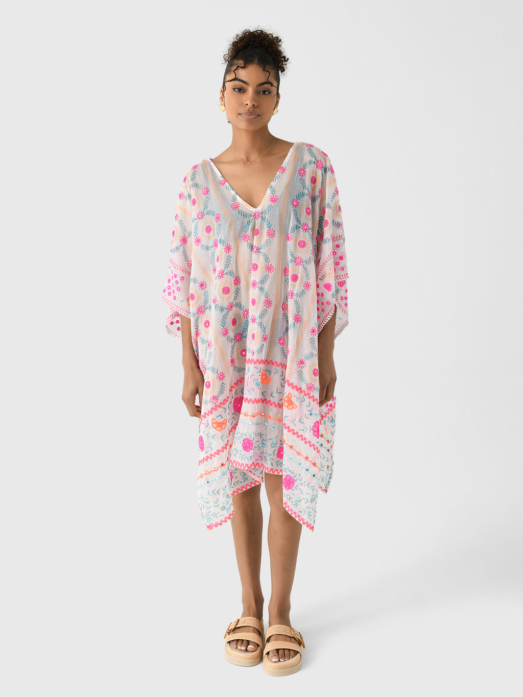 Juliet Dunn Women's Boho Printed Poncho - Saint Bernard