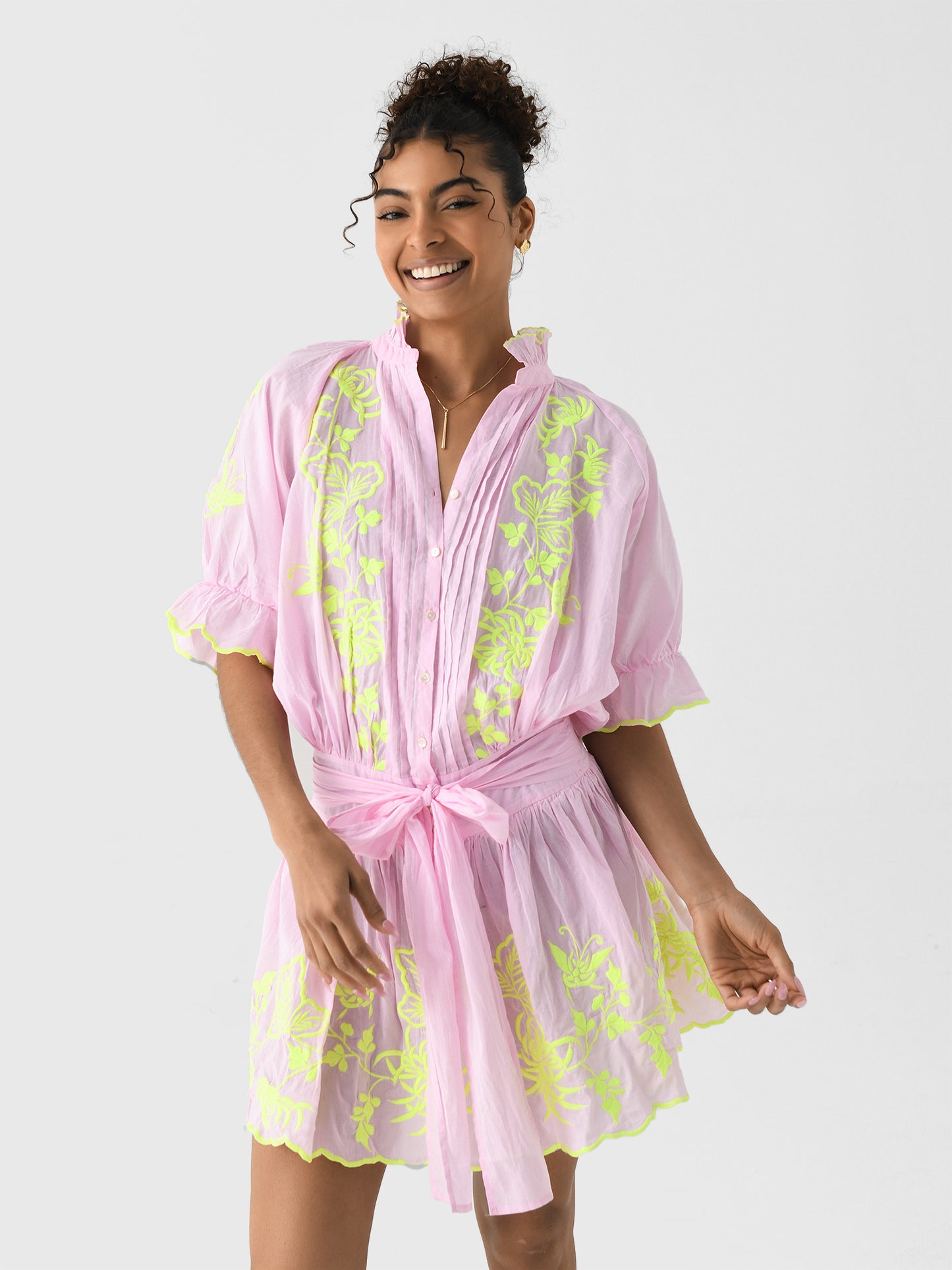 Juliet Dunn Women's Embroidered Blouson Dress - Saint Bernard