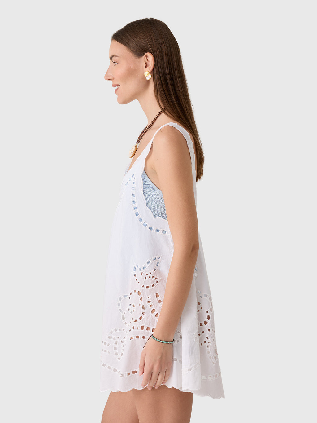 Juliet Dunn Women's Low Back Cutwork Embroidered Dress - Saint Bernard
