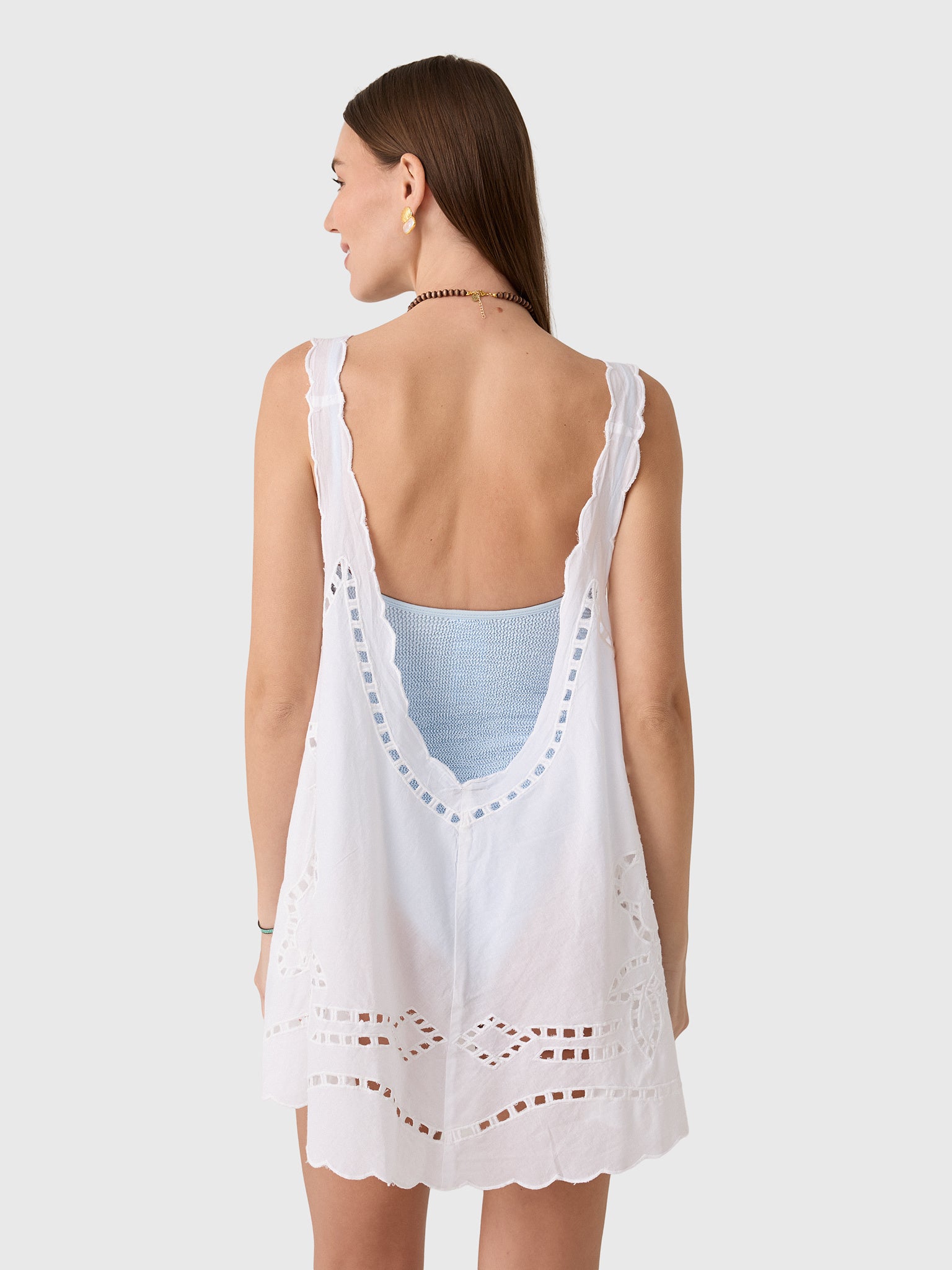 Juliet Dunn Women's Low Back Cutwork Embroidered Dress - Saint Bernard