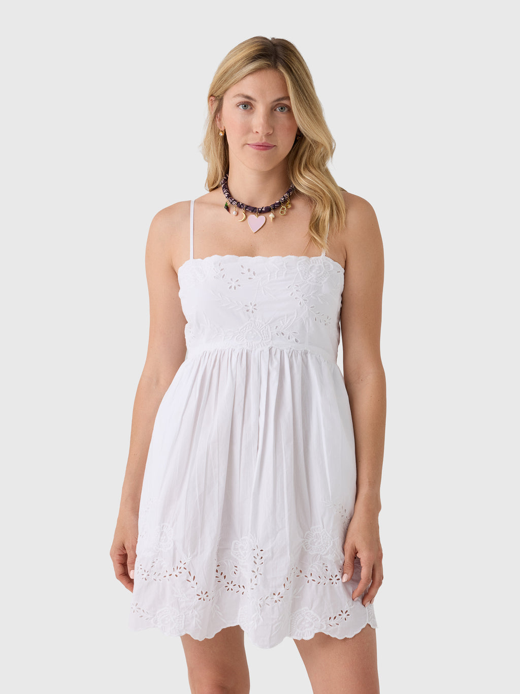 Juliet Dunn Women's Eyelet Embroidered Mini Dress - Saint Bernard