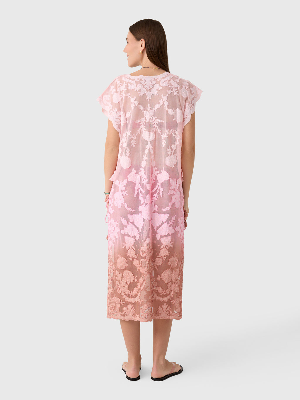 Juliet Dunn Women's Net Narrow Embroidered Poncho - Saint Bernard