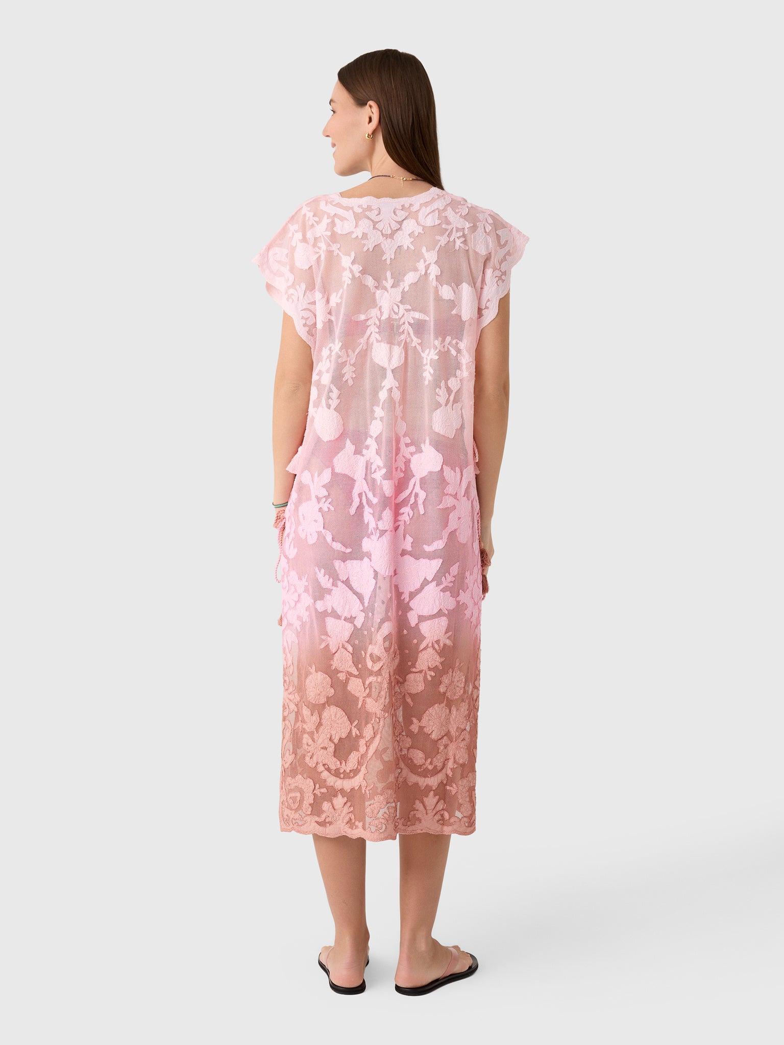 Juliet Dunn Women's Net Narrow Embroidered Poncho - Saint Bernard