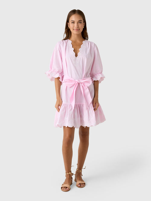 Juliet Dunn Women's Embroidered Tie Waist Mini Dress
