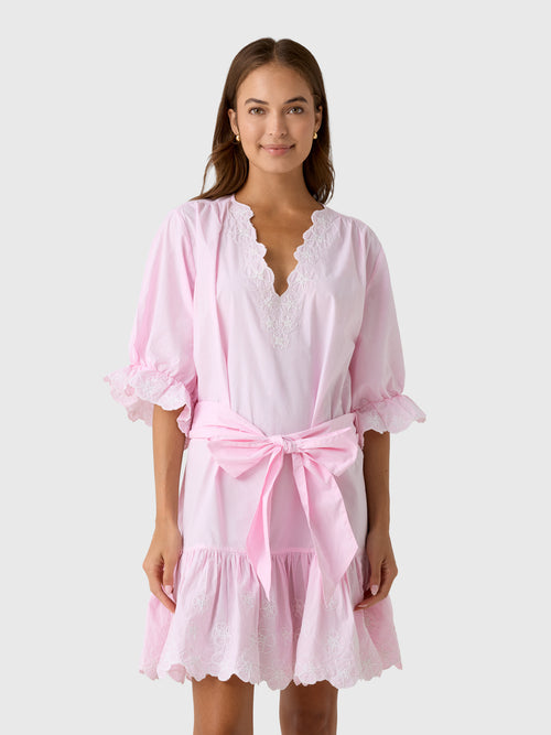 Juliet Dunn Women's Embroidered Tie Waist Mini Dress