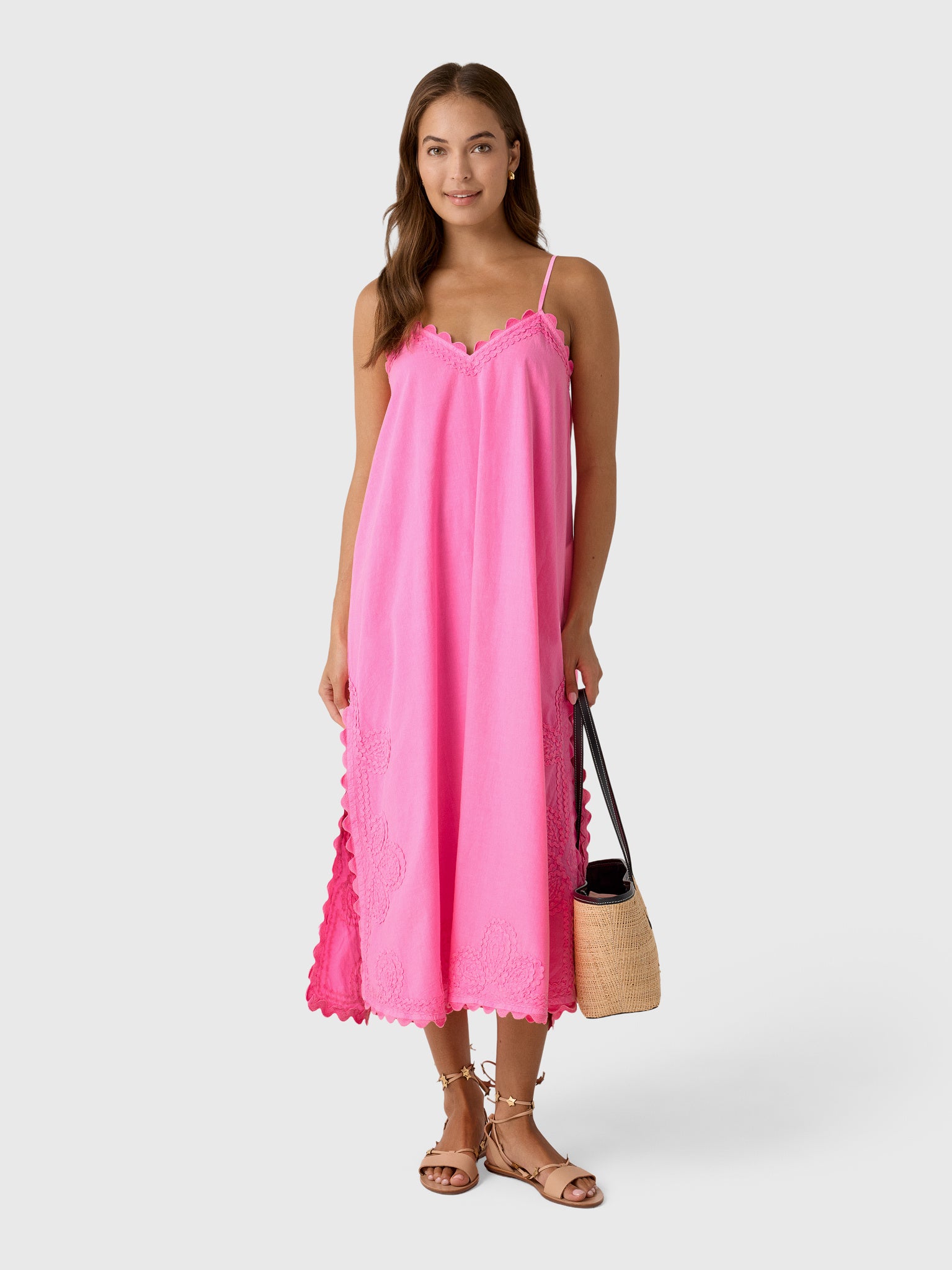 Juliet Dunn Women's Ric Rac Embroidered Slip Dress - Saint Bernard