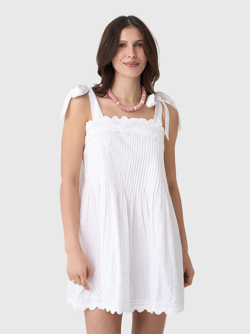 Juliet Dunn Women's Embroidered Pintuck Dress