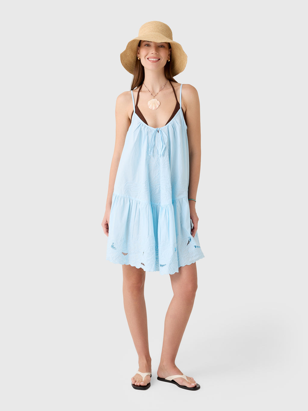 Juliet Dunn Women's Strappy Cutwork Embroidered Dress - Saint Bernard
