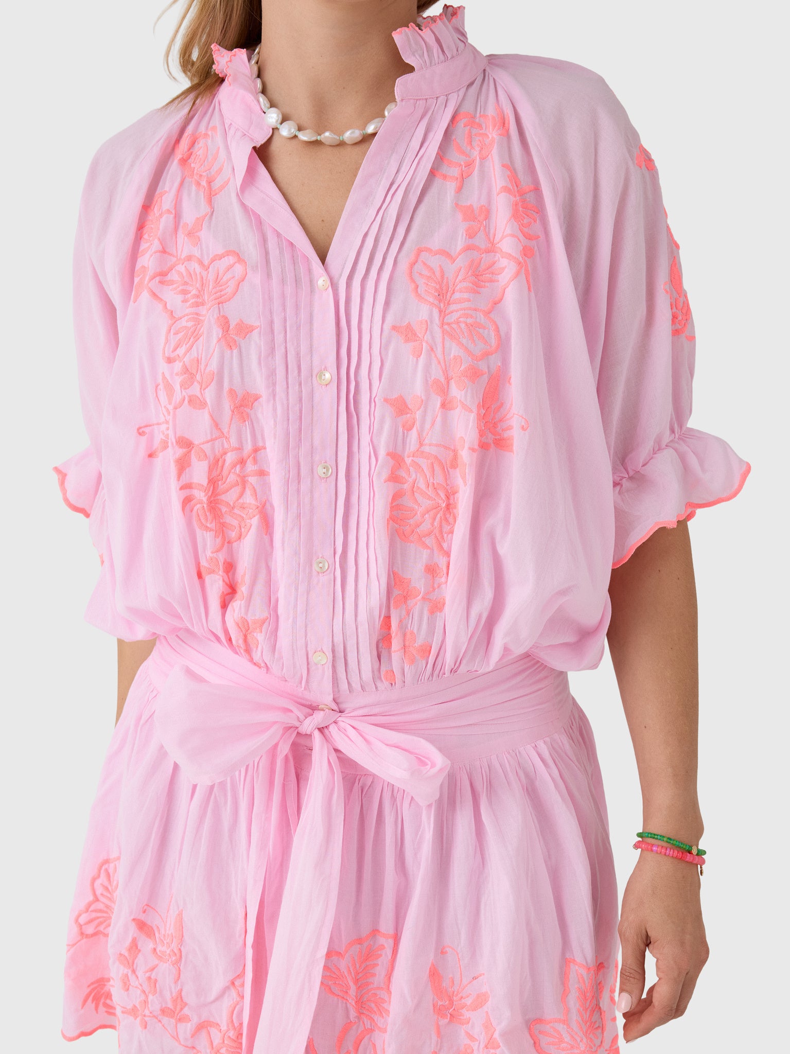 Juliet Dunn Women's Embroidered Blouson Dress - Saint Bernard