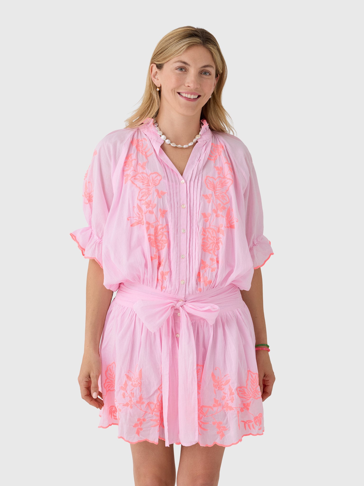 Juliet Dunn Women's Embroidered Blouson Dress