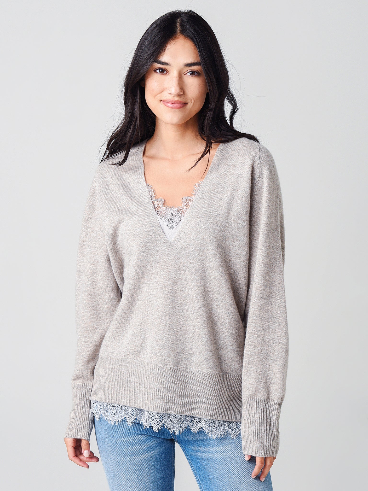 Brochu Walker Women’s The Lace Vee Layered Pullover - Saint Bernard