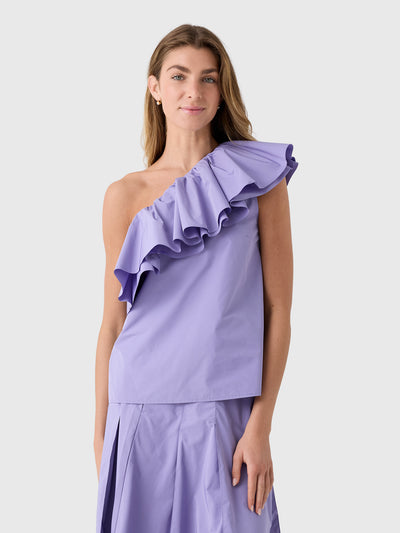 Essentiel Antwerp Women's Jillian Asymmetric Ruffle Top - Saint Bernard