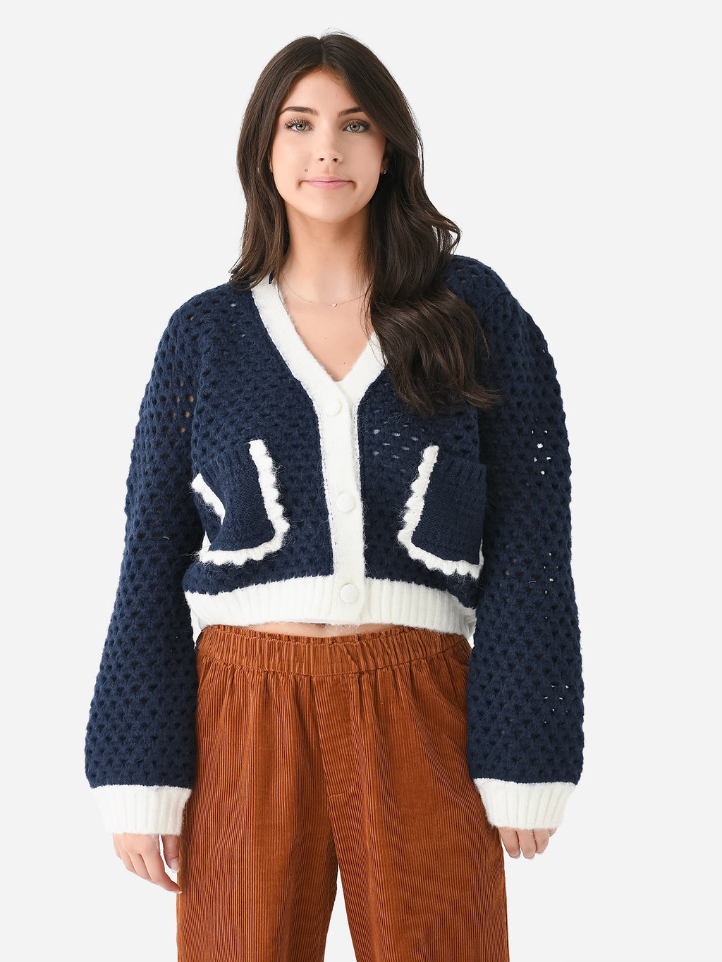 English Factory Women's Open Weave Cardigan - Saint Bernard
