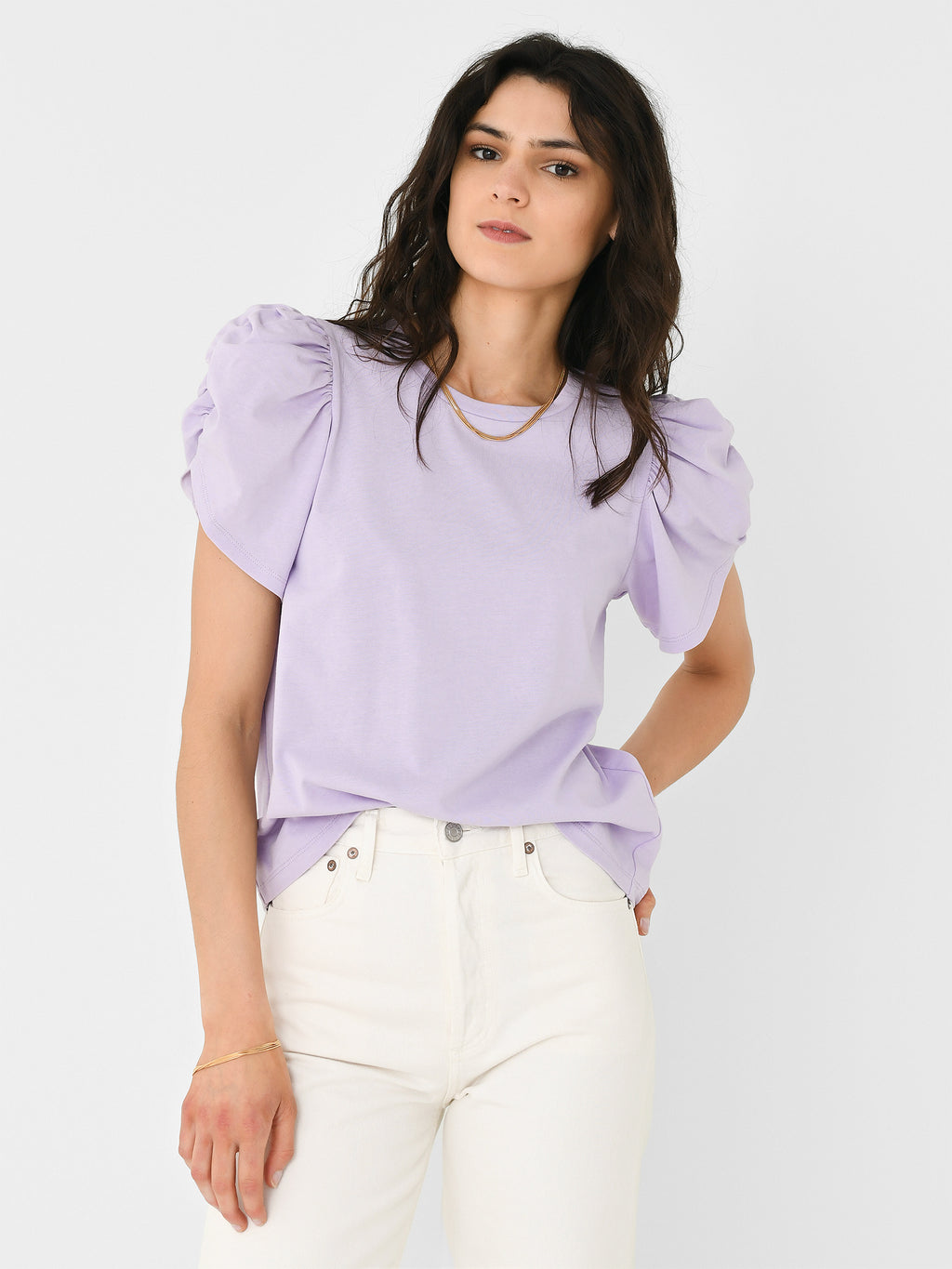 English Factory Women's Ruched Sleeve T-Shirt - Saint Bernard