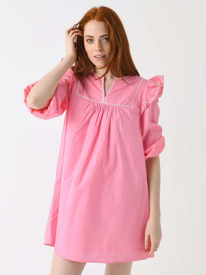 English Factory Women's Contrast Embroidery Mini Dress Saint Bernard