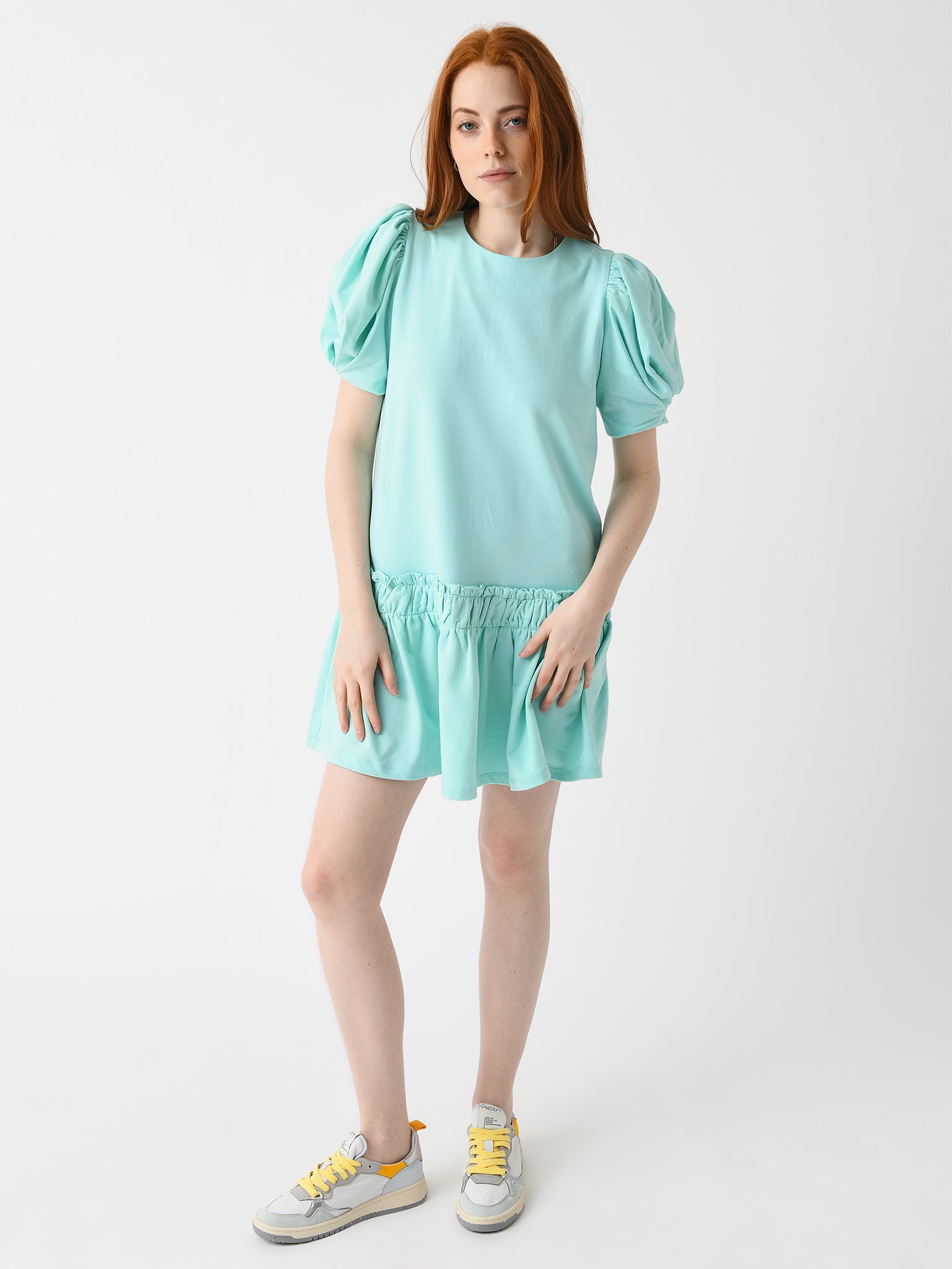 english factory puff sleeve mini dress English Factory