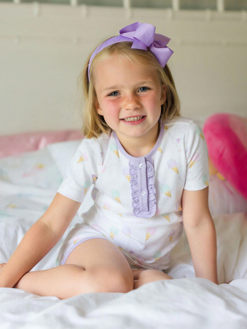 James + Lottie Girls' Two Piece Short Jammie - Saint Bernard