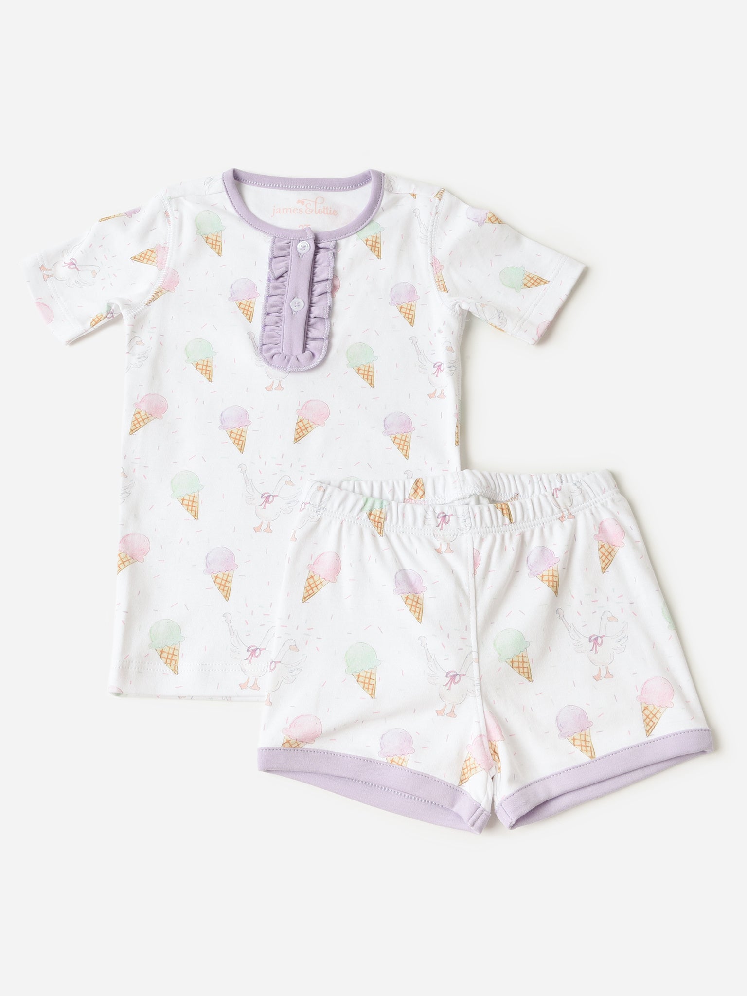 James + Lottie Girls' Two Piece Short Jammie - Saint Bernard