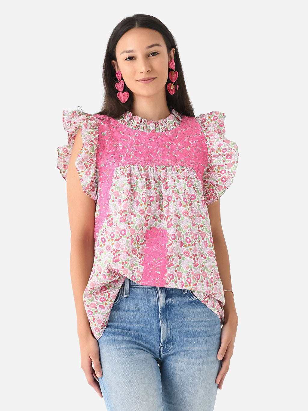 J. Marie Women's The Meagan Ruffle Neck Top - Saint Bernard