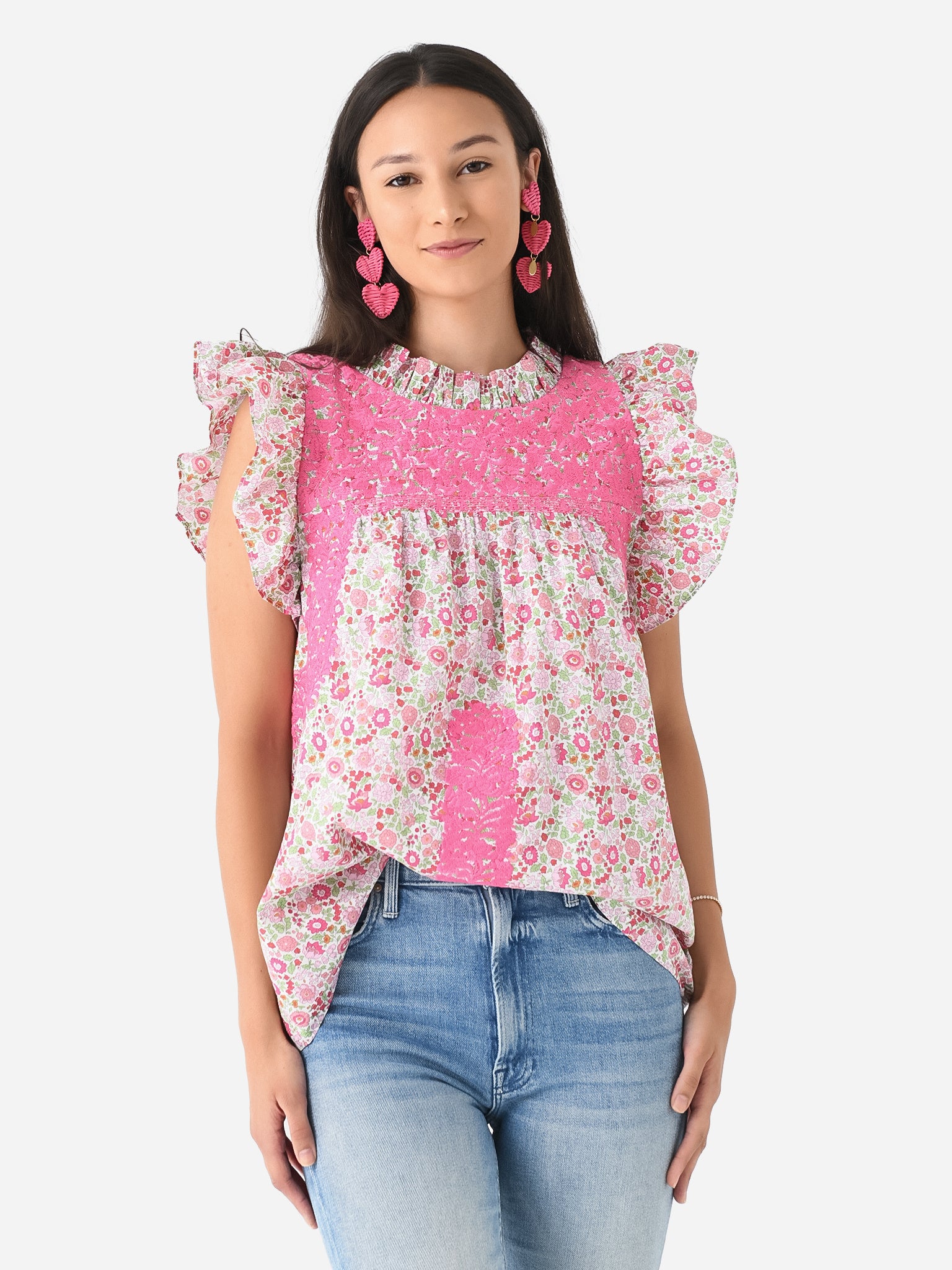 J. Marie Women's The Meagan Ruffle Neck Top - Saint Bernard