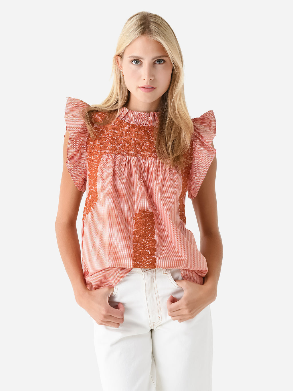 J. Marie Women's The Scotland Ruffle Neck Top - Saint Bernard