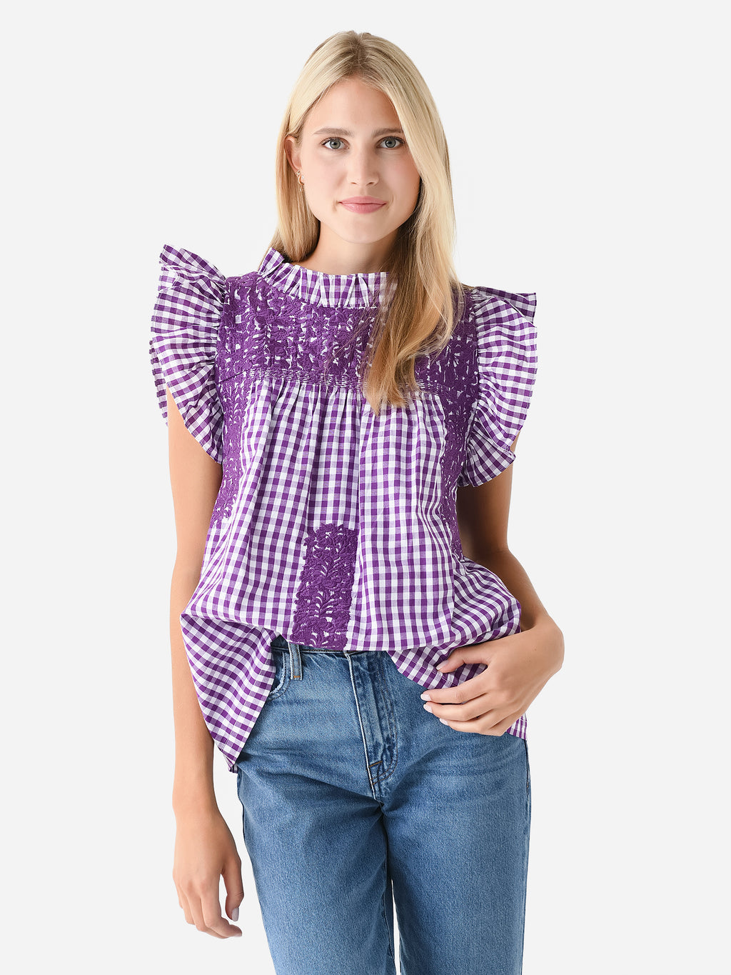 J. Marie Women's The Lilliana Ruffle Neck Top - Saint Bernard