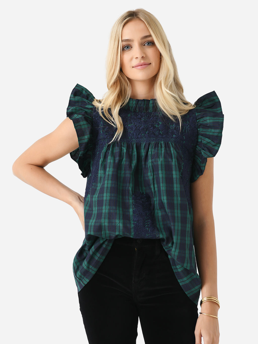 J. Marie Women's The Joyce Ruffle Neck Top - Saint Bernard