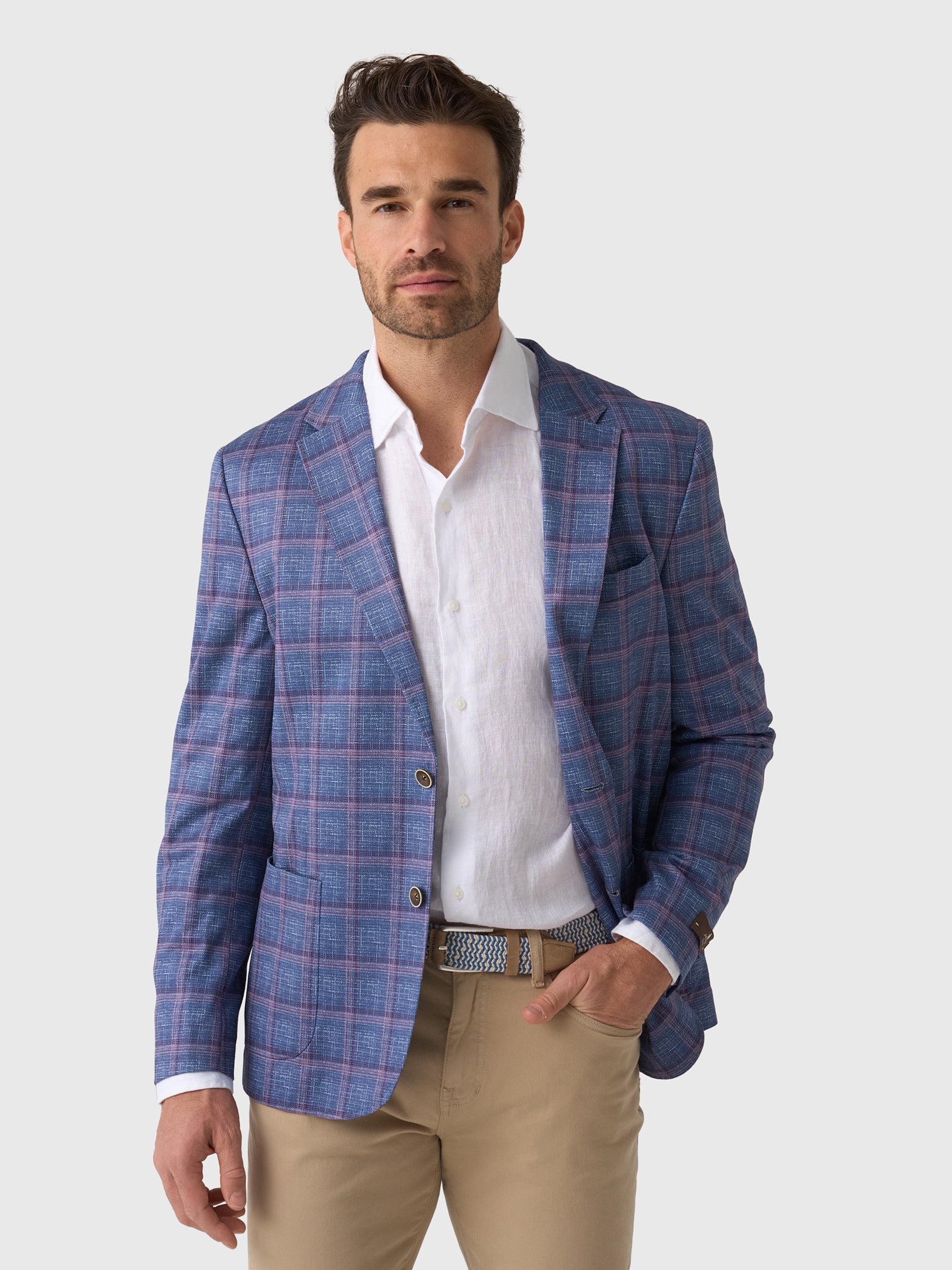 Johnnie-O Men's Polanco Printed Pane Knit Stretch Sport Coat - Saint Bernard