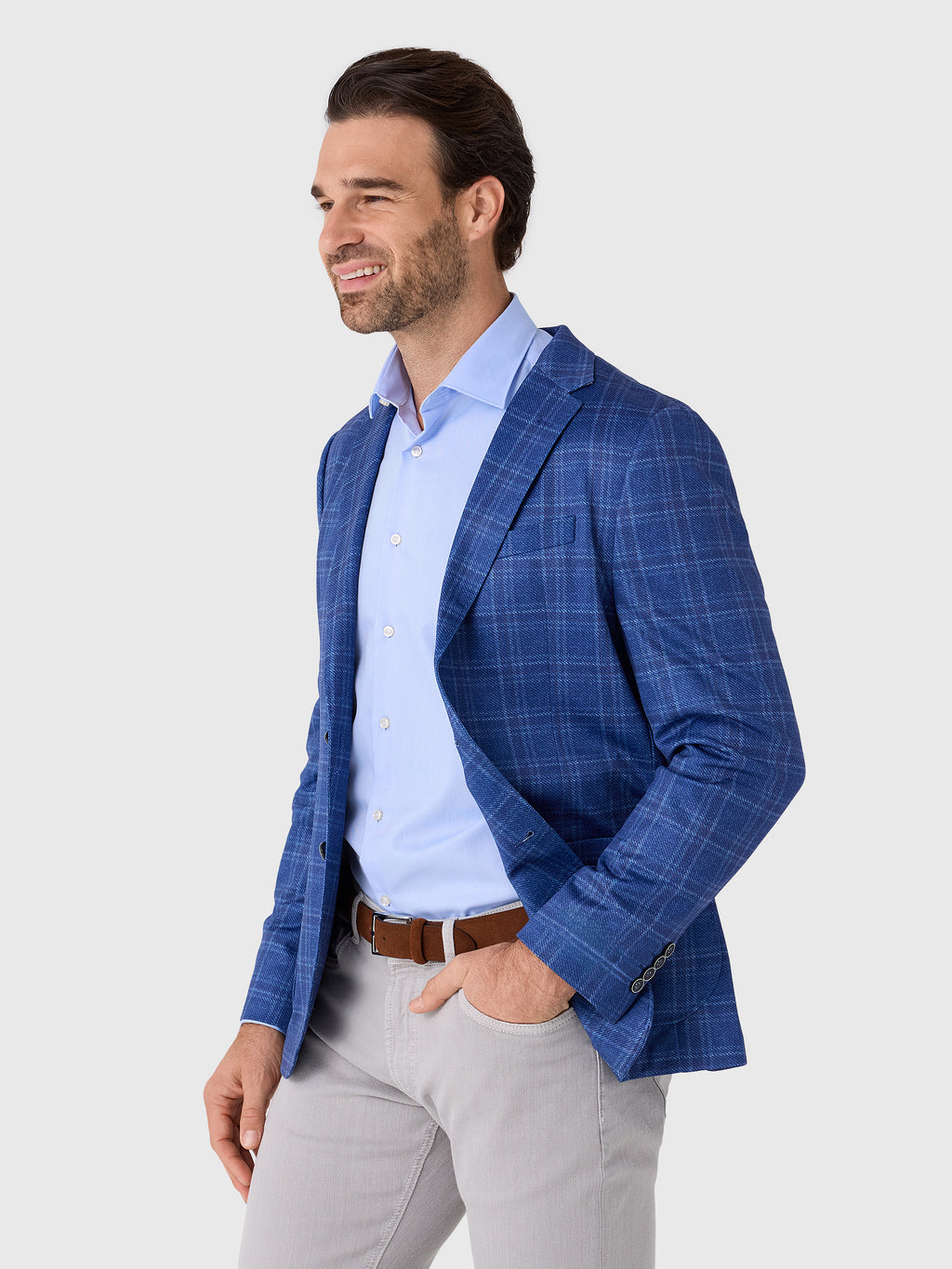 Johnnie-O Men's Donington Plaid Printed Knit Stretch Sport Coat - Saint Bernard