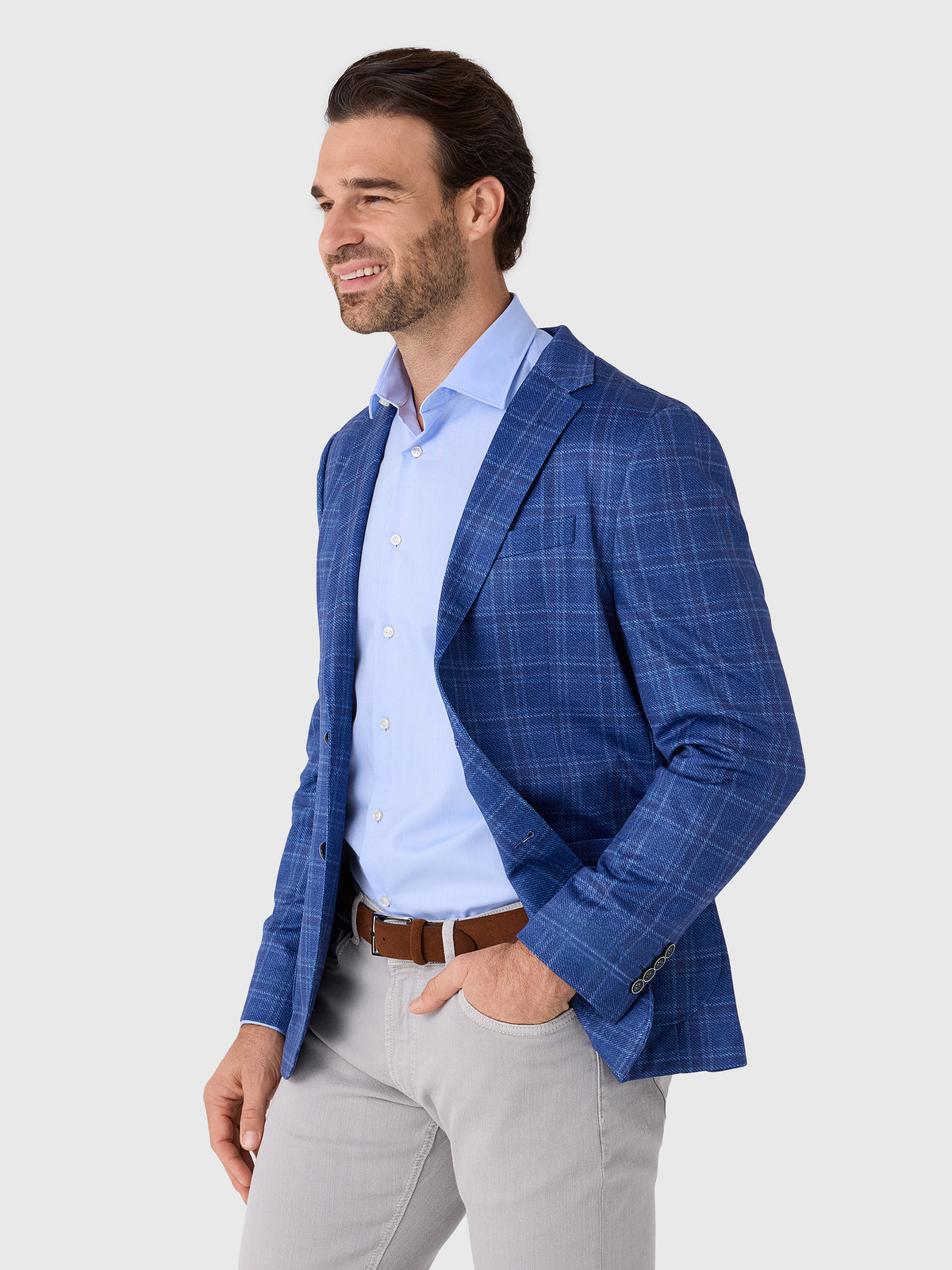 Johnnie-O Men's Donington Plaid Printed Knit Stretch Sport Coat - Saint Bernard