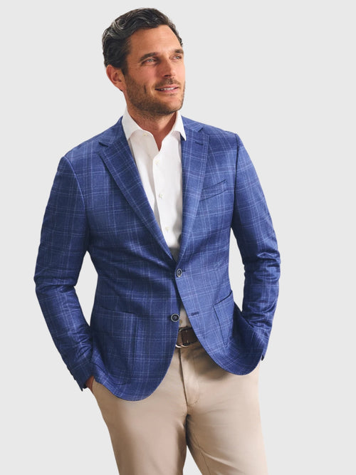 Johnnie-O Men's Donington Plaid Printed Knit Stretch Sport Coat
